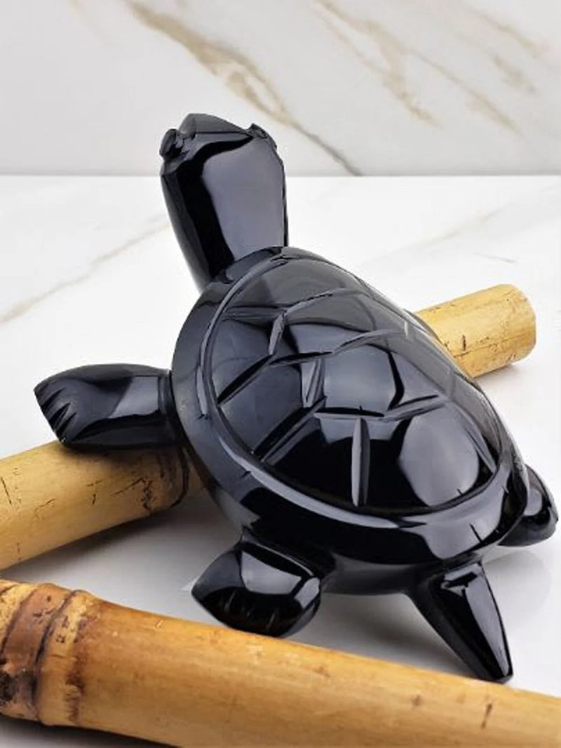 Black Obsidian Carved Turtle