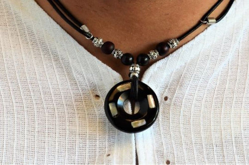 Obsidian Adjustable Donut Necklace