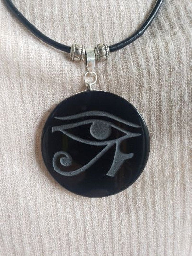 Cubic Zirconia Eye of Horus Necklace Charm in 10K Solid Two-Tone Gold |  Banter